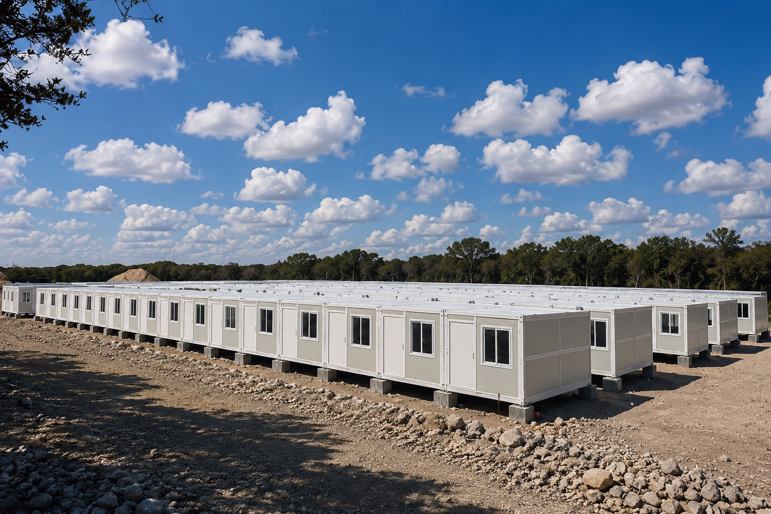 Vista aérea campamento minero modular plegable